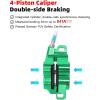 image:imageMTB Hydraulic Disc Brake Set 4 Pistons Front 850mm and Rear 1580mm Hydraulic Brakes with Aluminum Alloy Lever with Caliper Ceramic Brake Pad Fit Mountain Bike Ebike Fat BikePreBledGreen