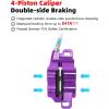 image:imageMTB Hydraulic Disc Brake Set 4 Pistons Front 850mm and Rear 1580mm Hydraulic Brakes with Aluminum Alloy Lever with Caliper Ceramic Brake Pad Fit Mountain Bike Ebike Fat BikePreBledPurple