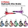 image:imageMTB Hydraulic Disc Brake Set 4 Pistons Front 850mm and Rear 1580mm Hydraulic Brakes with Aluminum Alloy Lever with Caliper Ceramic Brake Pad Fit Mountain Bike Ebike Fat BikePreBledPurple