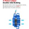 image:imageMTB Hydraulic Disc Brake Set 4 Pistons Front 850mm and Rear 1580mm Hydraulic Brakes with Aluminum Alloy Lever with Caliper Ceramic Brake Pad Fit Mountain Bike Ebike Fat BikePreBledBlue