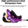 image:imageMTB Hydraulic Disc Brake Set 4 Pistons Front 850mm and Rear 1580mm Hydraulic Brakes with Aluminum Alloy Lever with Caliper Ceramic Brake Pad Fit Mountain Bike Ebike Fat BikePreBledPurple