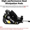 image:imageMTB Hydraulic Disc Brake Set 4 Pistons Front 850mm and Rear 1580mm Hydraulic Brakes with Aluminum Alloy Lever with Caliper Ceramic Brake Pad Fit Mountain Bike Ebike Fat BikePreBledBlack