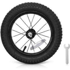 image:image1214161820 Inch Kids Bike Front Wheels Replacement with Solid Air Rubber Tire and Inner Tube Bicycle Bike Wheels Dont Fit with Huffy Bike13 Inch Wrench Included12 InchBlack