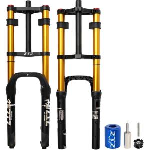 image:image20 Inch 40 Fat Tire Bike Air Suspension Fork  180mm Travel 135mm Hub Spacing Straight Tube MTB Manual Lockout QR 9mm Double Shoulder Bicycle Front Forks for Fat Snow Beach EBikeGold