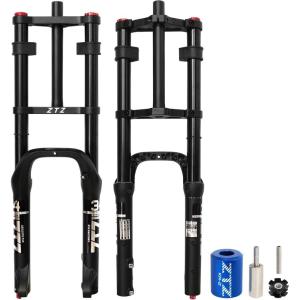 image:image26 Inch 40 Fat Tire Bike Air Suspension Fork  180mm Travel 135mm Hub Spacing Straight Tube MTB Manual Lockout QR 9mm Double Shoulder Bicycle Front Forks for Fat Snow Beach EBikeBlack
