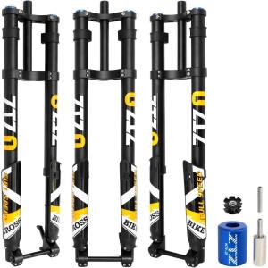 image:image29 Inch Mountain Bike Air Inverted Suspension Fork Thru Axle 15  110mm Travel 200mm Double Crown MTB Manual Lockout Rebound Adjustment Straight Tapered Disc Brake Bicycle Front ForksDouble CrownStraight29 inch