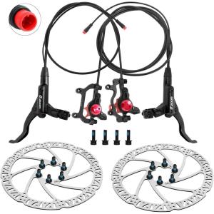 image:imageZ00M HB875E Ebike Hydraulic Disc Brake Set Electric PowerOff Hydraulic Brake Set with 180mm Rotors PreBled with Mineral Oil Brakes Kit for eBike Mountain Bike Road BikeEbike Brakes2180mm Rotors