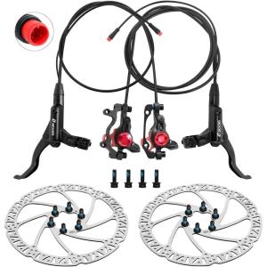 image:imageZ00M HB875E Ebike Hydraulic Disc Brake Set Electric PowerOff Hydraulic Brake Set with 180mm Rotors PreBled with Mineral Oil Brakes Kit for eBike Mountain Bike Road BikeEbike Brakes2160mm Rotors